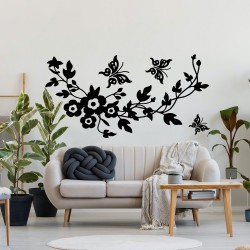 Naklejka na ścianę - Kwiaty i motyle wzór p616