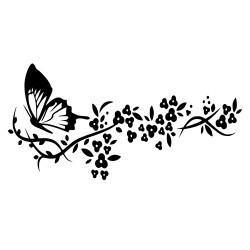 Naklejka na ścianę - motyl, liście, kwiat p619
